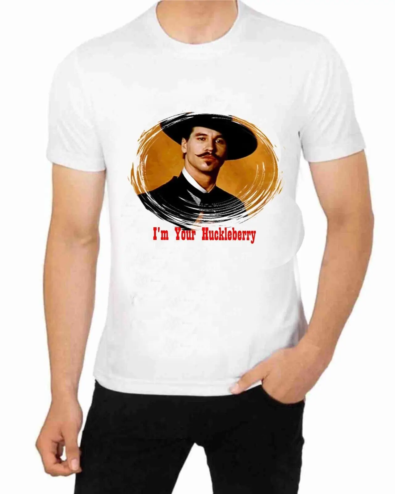 Tombstone I'm You Huckleberry Doc  T shirt for Men Apparel Short Sleeve Clothing