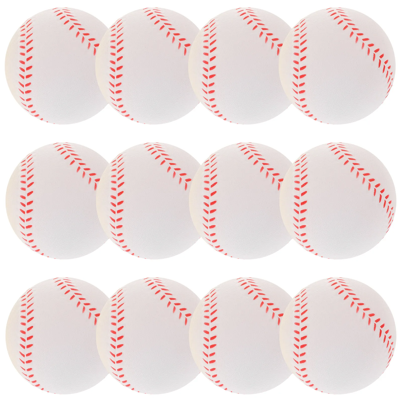 12Pcs White PU Practice Baseballs 90Mm Size for Beginners Students Pitching Training Arm Injury Prevention Performance