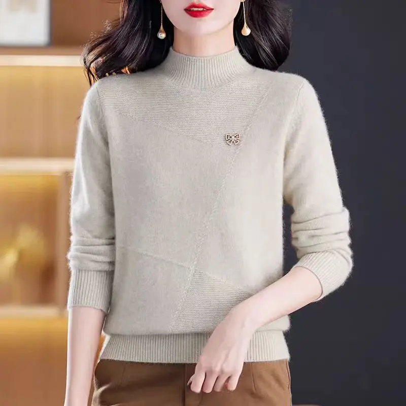 Hot Sweaters & Jumpers Warm Long Sleeve Tops For Woman Knitting Autumn Winter Knitwear Elegant Pollover Woman Clothes