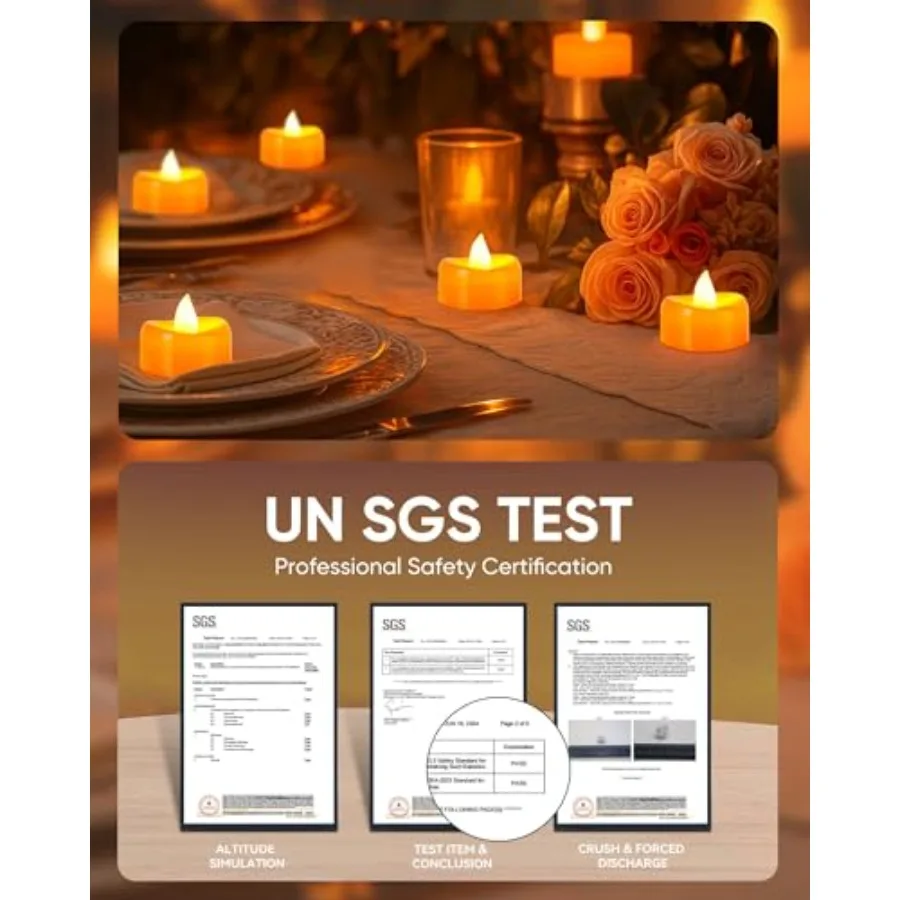 24Pack Flameless Candles, Orange Tea Lights Battery Operated, Fake No Flickering Electric Votive Candles for Christmas Halloween view 5