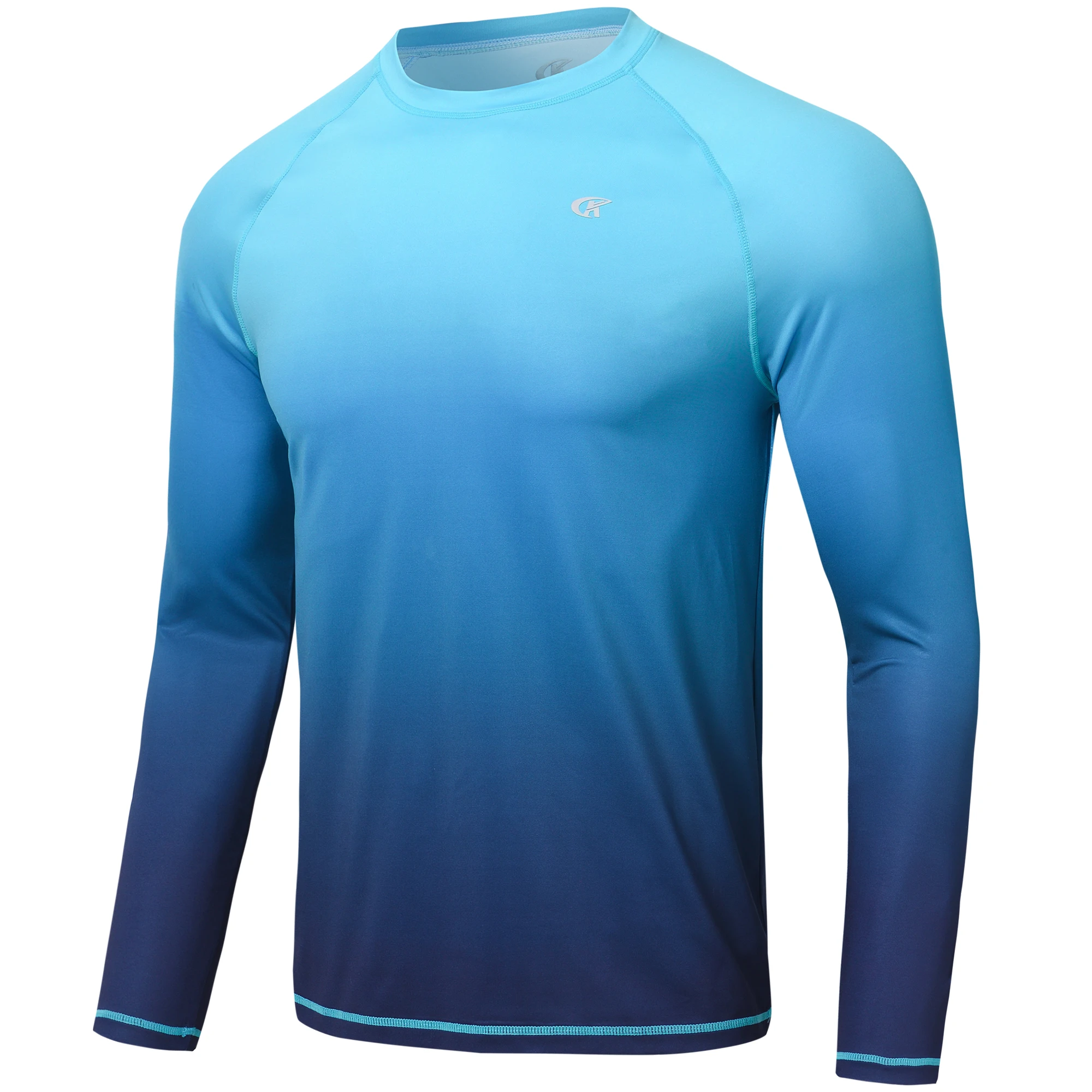 Summer Men's Long Sleeve T-Shirt UPF 50+ Rash Guard Gradient Shirt for Sport Fishing Hiking Workout Outdoor Pullover Shirt