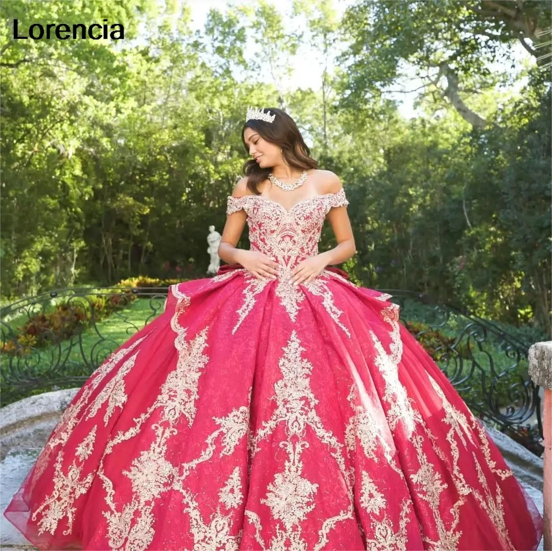 Vestido quinceanera vermelho personalizado, renda dourada, apliques, miçangas, babados, doce 16, espartilho, vestido de baile, 15 anos, yqd655