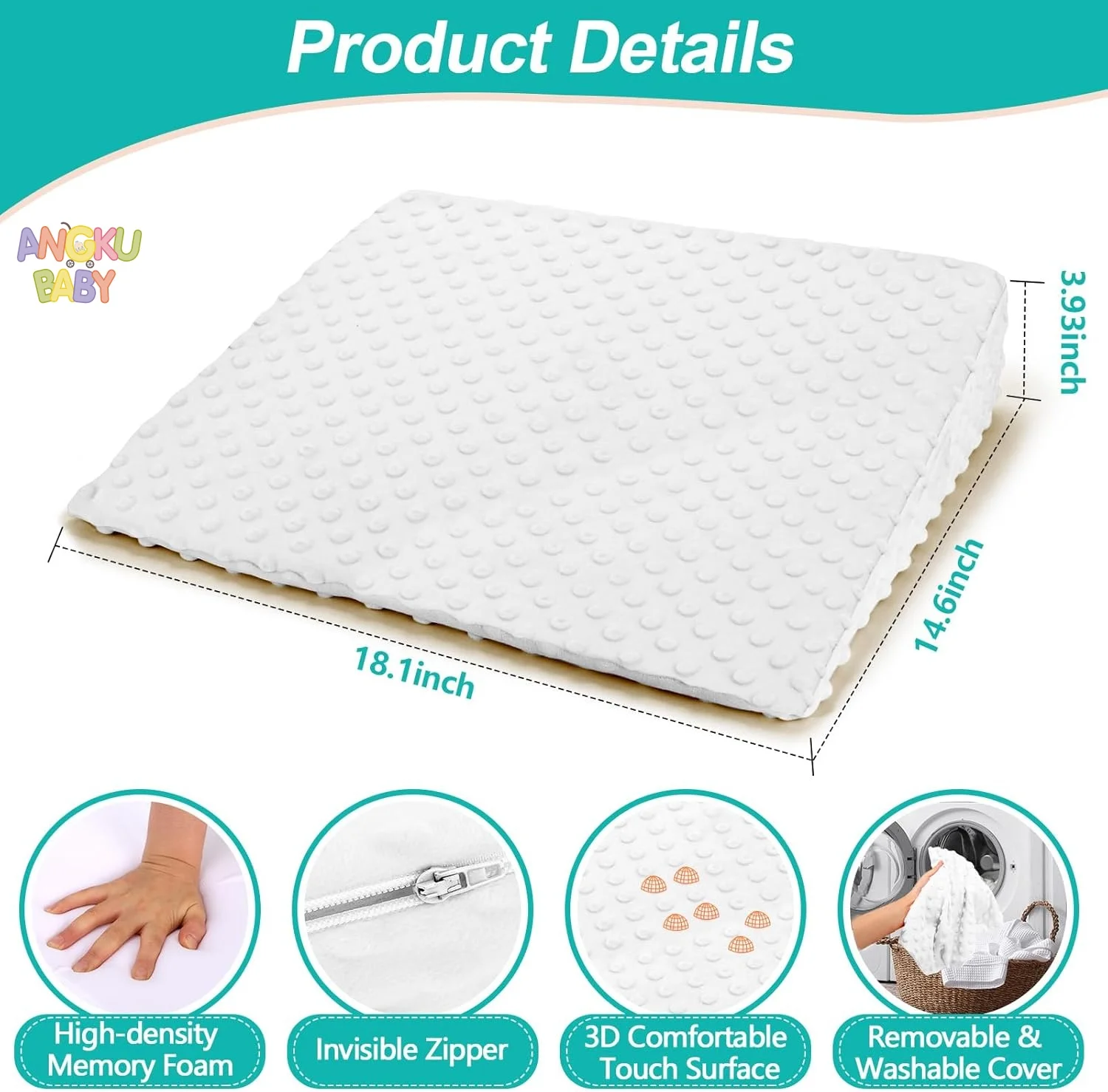 30 °   Almohada de lactancia para bebés, almohada ergonómica lavable para bebés para recién nacidos, almohada de lactancia científica antisaliva durante 0-36 meses