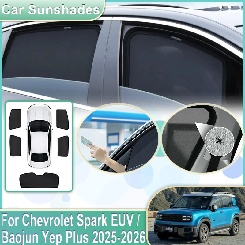 

Автомобильные сетчатые солнцезащитные шторки для Chevrolet Spark EUV, Baojun Yep Plus 2025, 2026 – Аксессуары для защиты от солнца