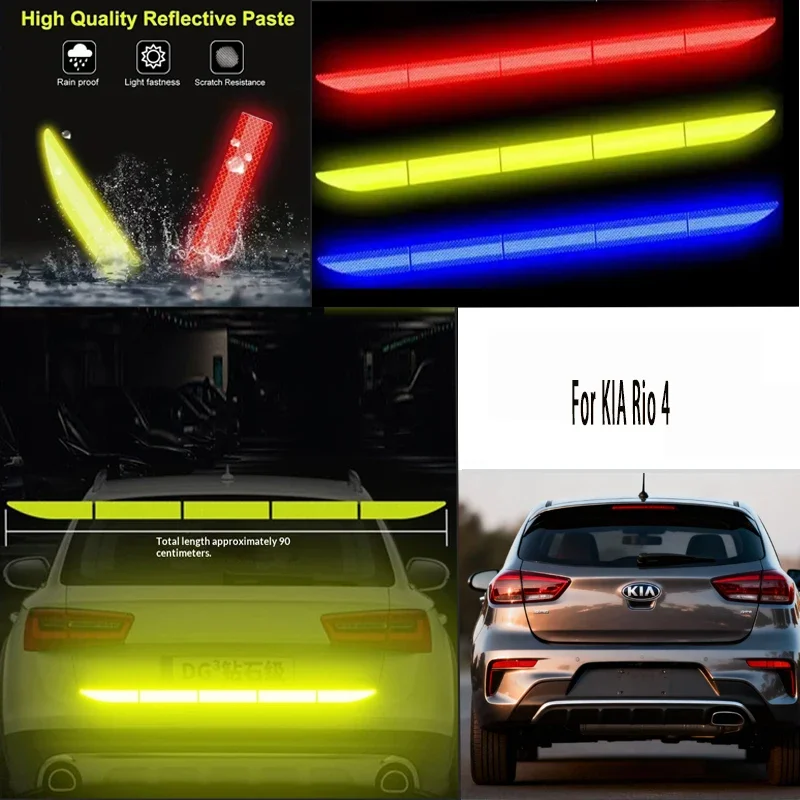 

For KIA Rio 4 1pcs Reflective Warning Safety Tape-Car Trunk Anti-Collision