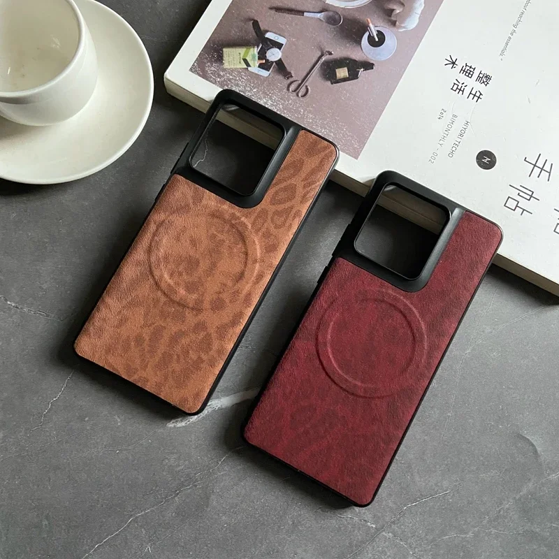 Busine Sle Leather Phone Case for Motorola Edge 50 Ultra Fushion Pro G Play Power Stylus Leopard Floral Magsafe Protect Cover
