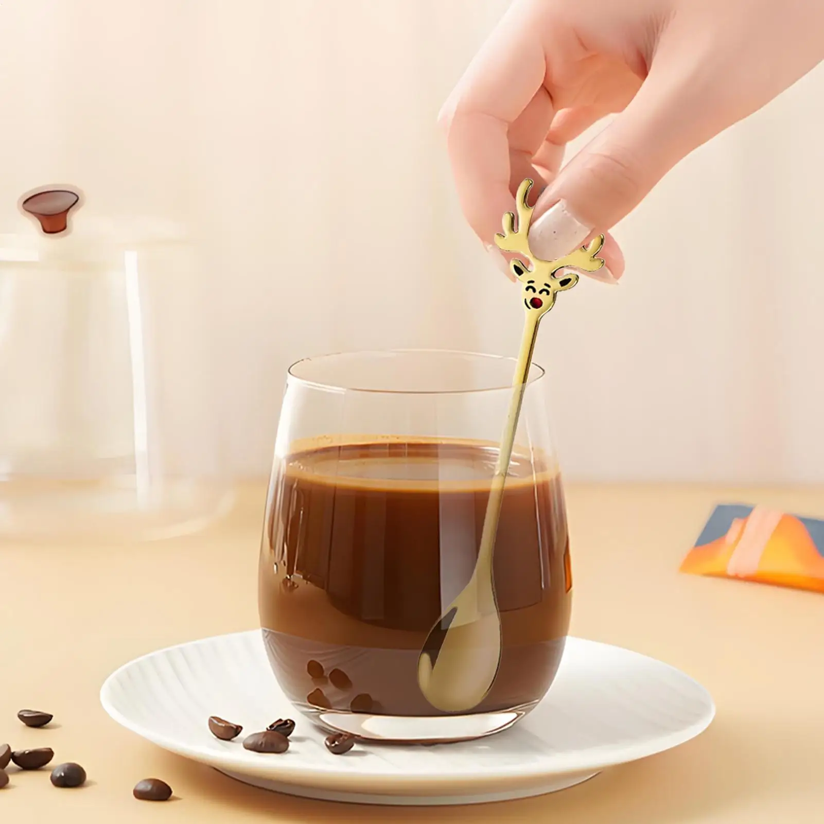 Creative Stainless Steel Elk Spoon Fruit Fork Coffee Spoon Dessert Ice Cream Scoop Kitchen Accessories Tableware Decoration