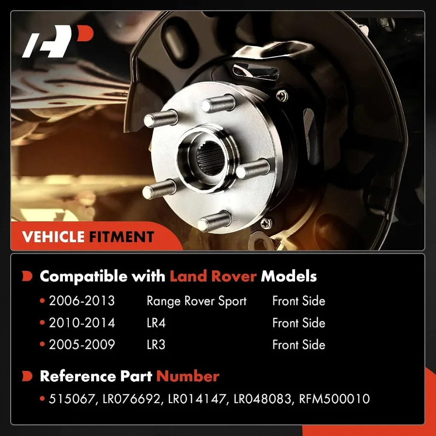 A-Premium-Vorderradlager- und Nabenbaugruppe mit 5-Lücken-Kompatibilität für Land Rover Range Rover Sport 2006–2013 LR3 2005–200