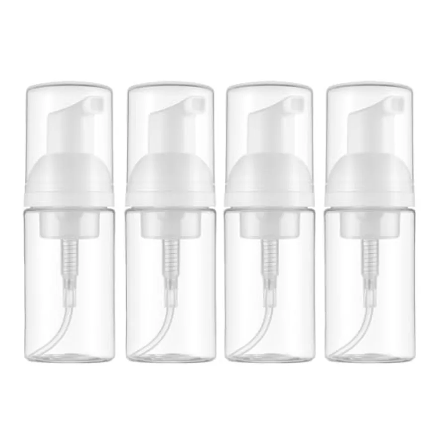 

4Packs 30ml Foaming Soap Dispenser Bottles Clear Refillable Foam Pump Bottle with White Cap Portable Mini Mousse Container for