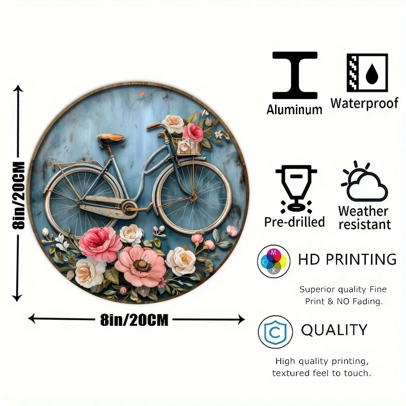 Round Metal Aluminum Sign Art Painting Wreath Decorative Plates Entrance Decor Gift Mask Theme For Bar Club Home Room Wall Decor