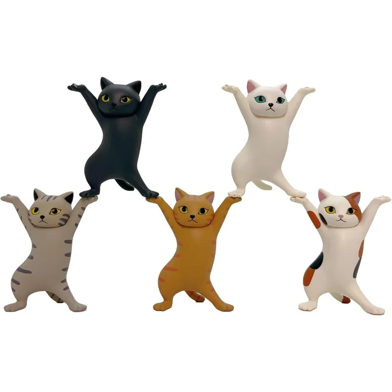 5 PCS Enchanting Cat Capsule Toy Doll, Animation Cat Model Fashion Toy, Dancing Cat Figure Decoration for Cake Decoration