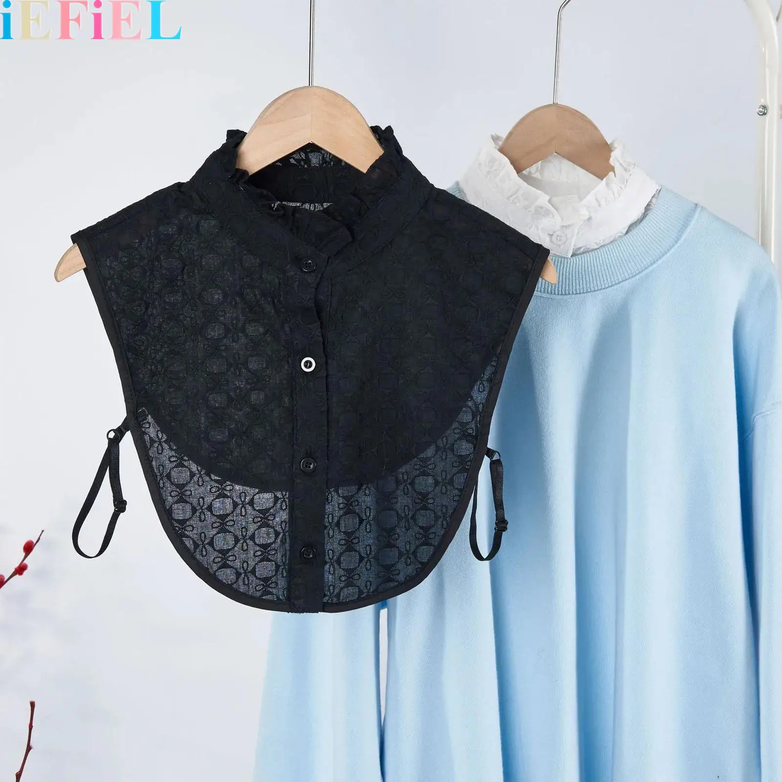 

1Pcs Lace Ruffled Stand Collar Fake Collar Detachable Collar Blouse Half Shirts Faux False Collar for Women