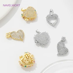3 스타일 상감 지르콘 하트 매력 펜던트 DIY 목걸이에 대한 18K 골드 도금 하트 펜던트 피팅 만들기, 보석 용품