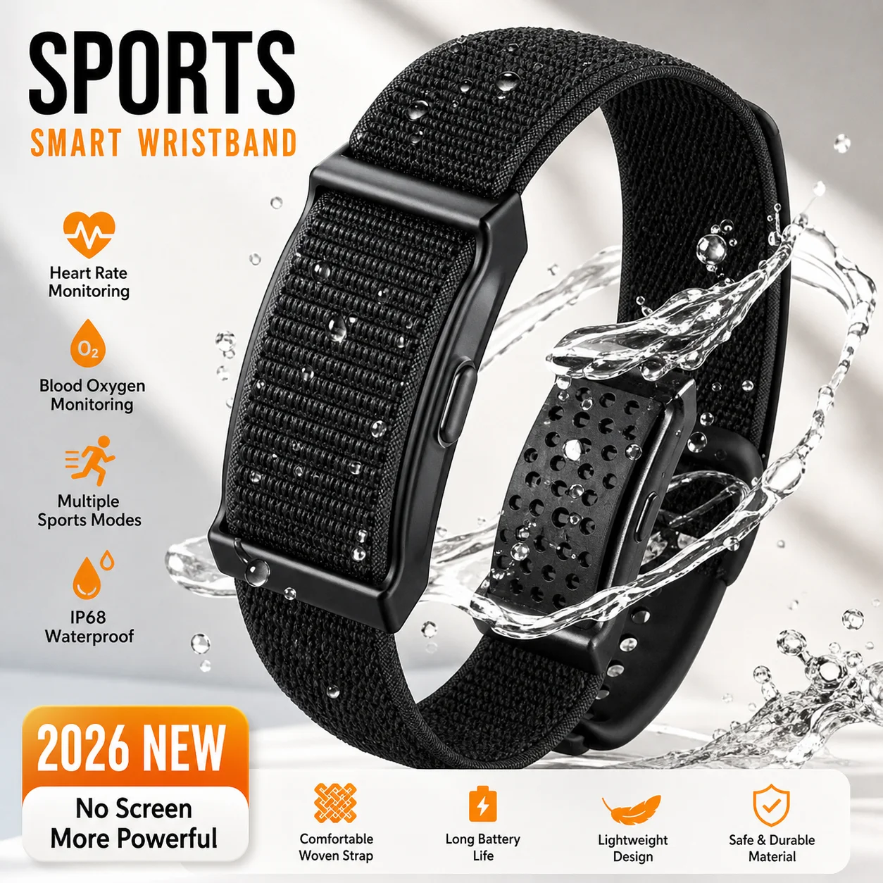 Smartes Armband mit Herzfrequenz- und Blutsauerstoffmessung, Gesundheitsüberwachung, Outdoor-Sport-Fitness-Tracker, Smartwatch für Männer und Frauen F102