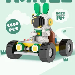 Funny Space Rabbit Astronaut Racing Car Building Blocks Motorcycle Scooter Model Mini Diamond Bricks Creative Toys for Children
