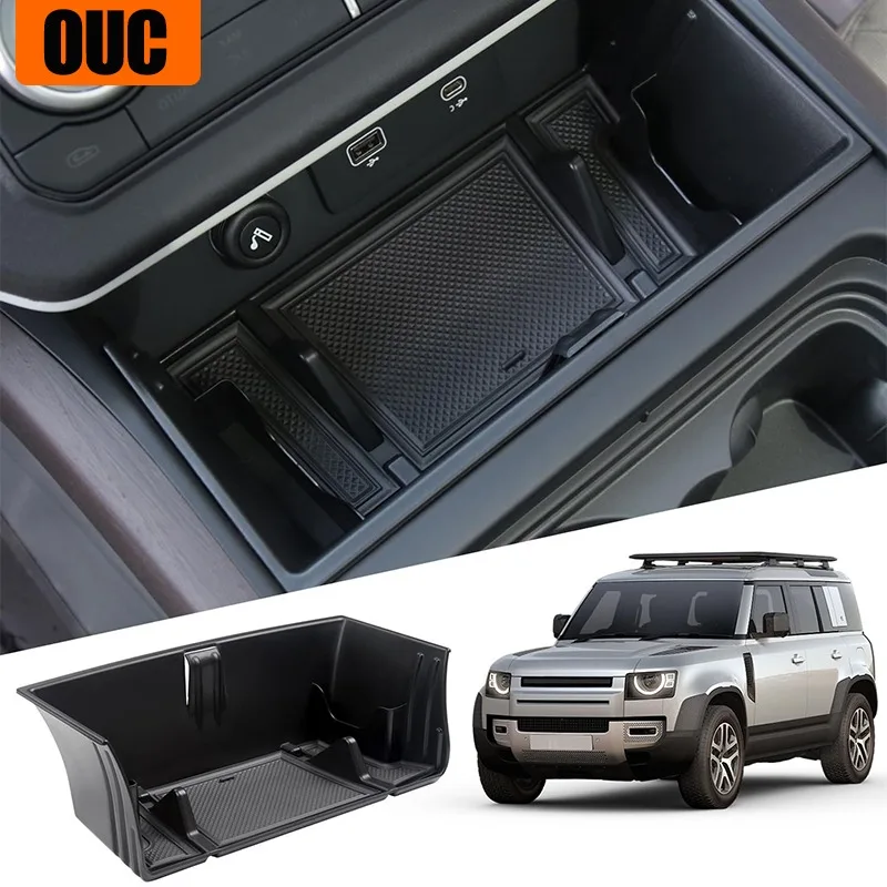 

ABS Black Car Central Storage Armrest Box Storage Box Phone Box For Land Rover Defender 90 110 130 2020-2025 Car Accessories