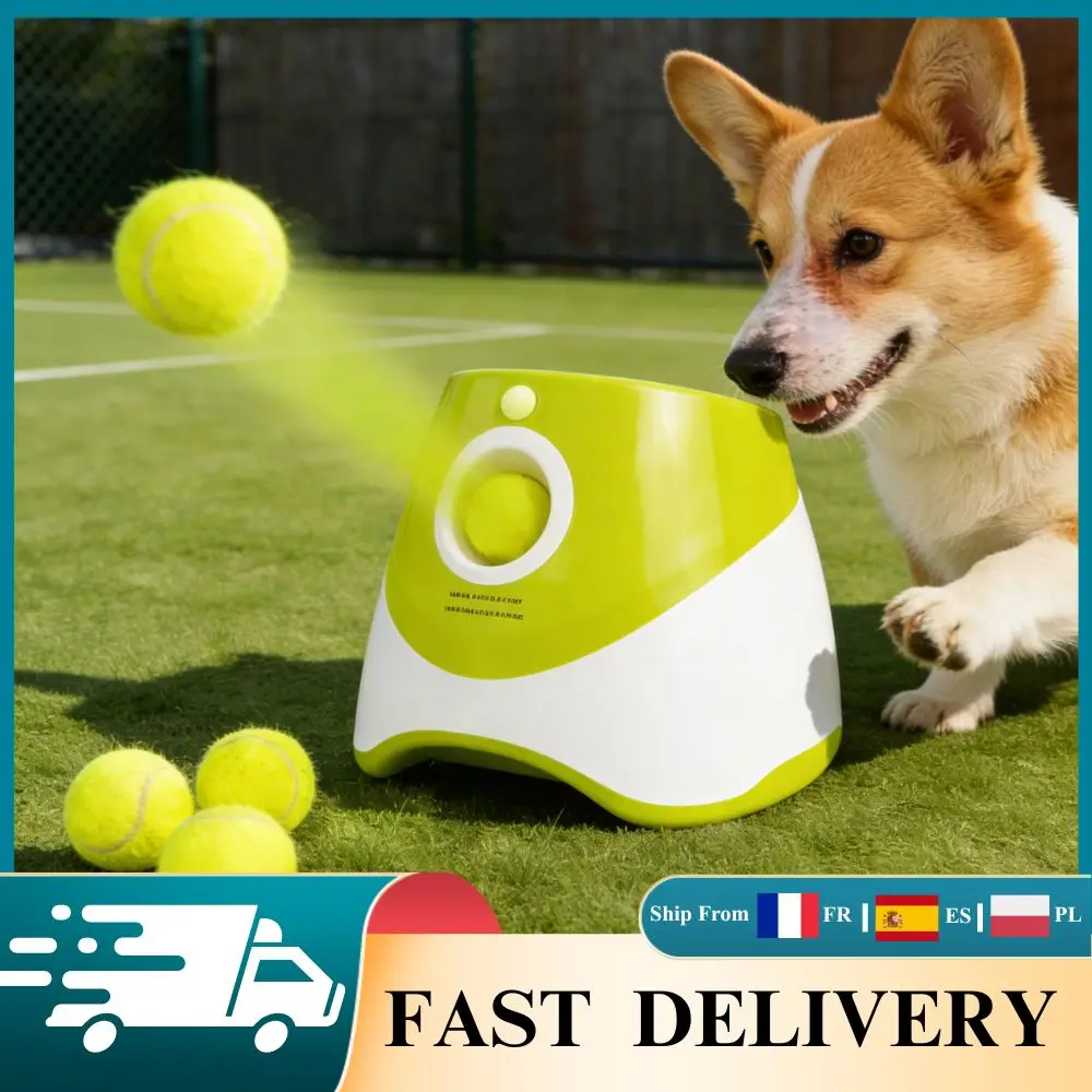 Lanceur de balles pour chiens à trois étapes avec contrôle de distance, jouet pour chien d'intérieur et d'extérieur, machine à balles de tennis, lancer automatique