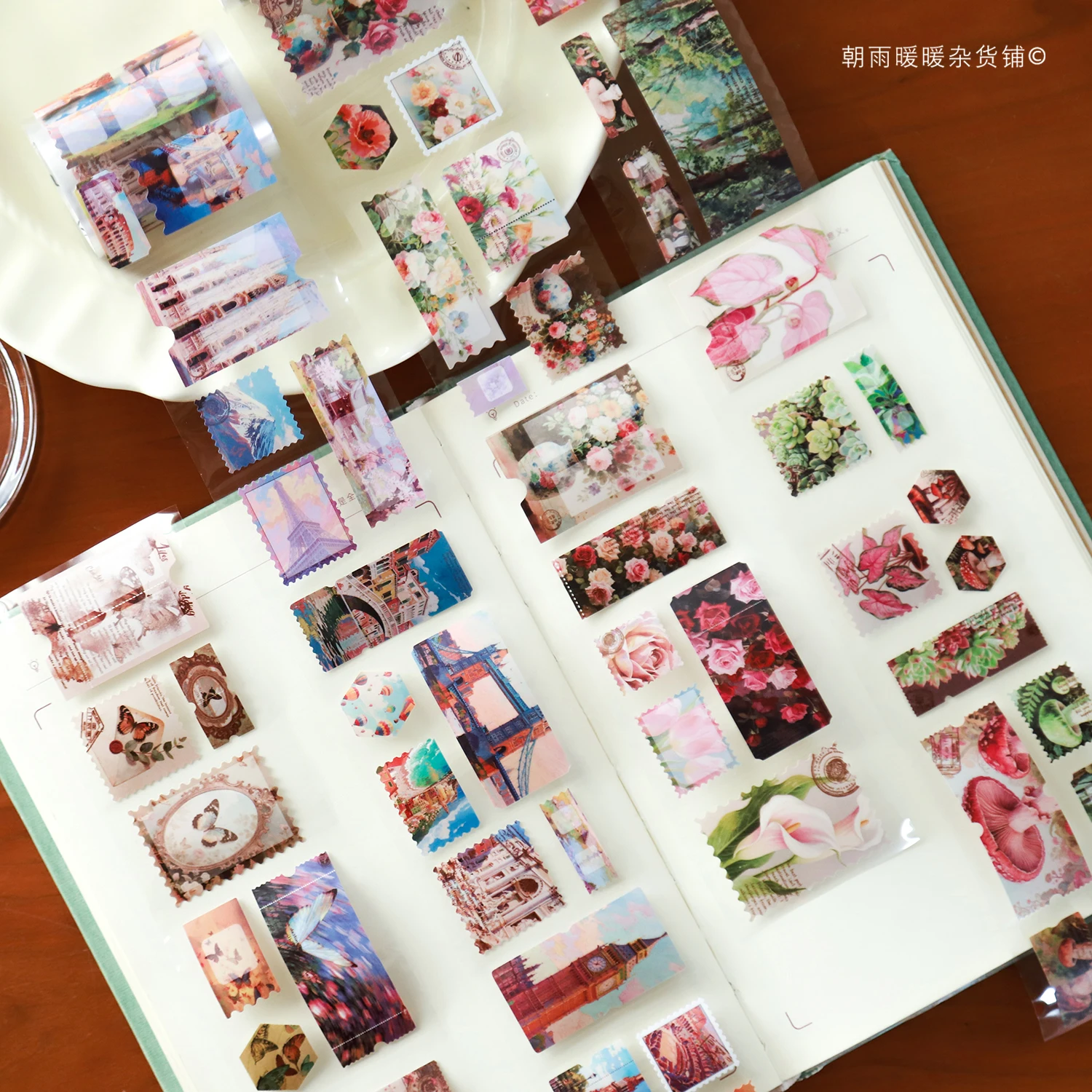 Rose Fragrance Journal Tape: High-Value Vintage Butterfly, Floral, and Plant Decorative Material for DIY Scenery Stickers