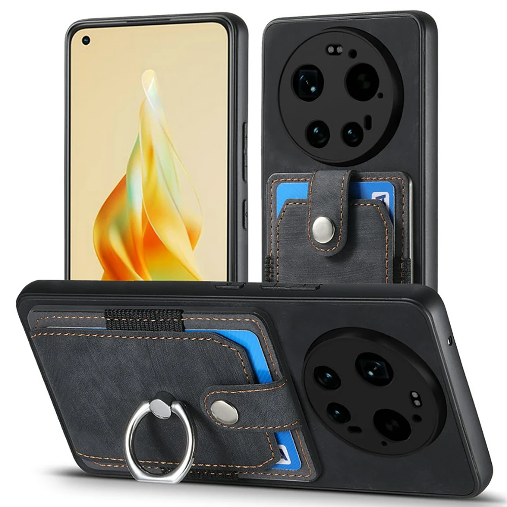 Ring Back Case For Xiaomi 17 Ultra 5G Leather Card Holder Wa