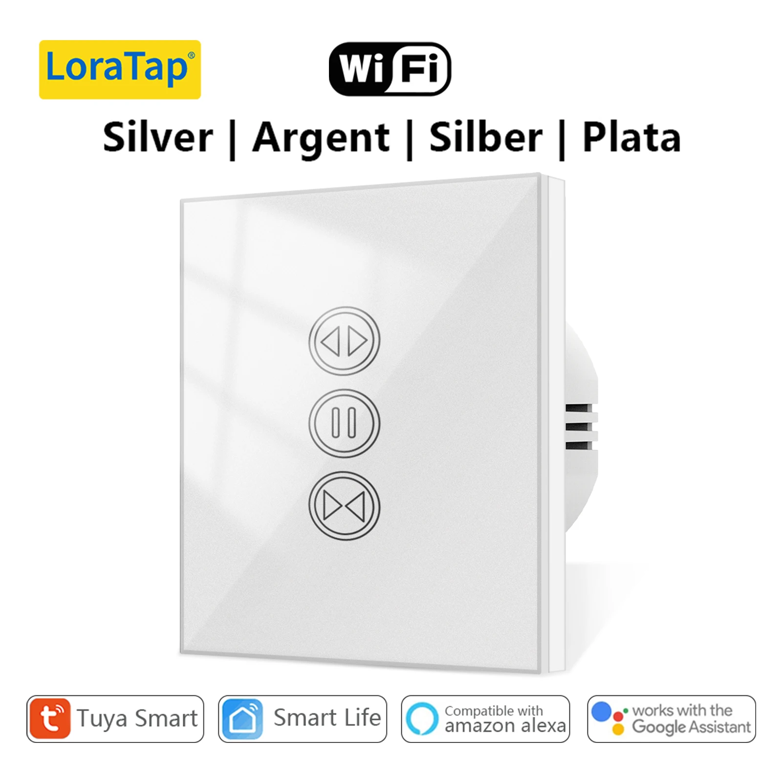 Interruptor WiFi inteligente para persiana enrollable, enchufe de Color plateado con Motor eléctrico, Control de voz por Google Home, Alexa, Tuya