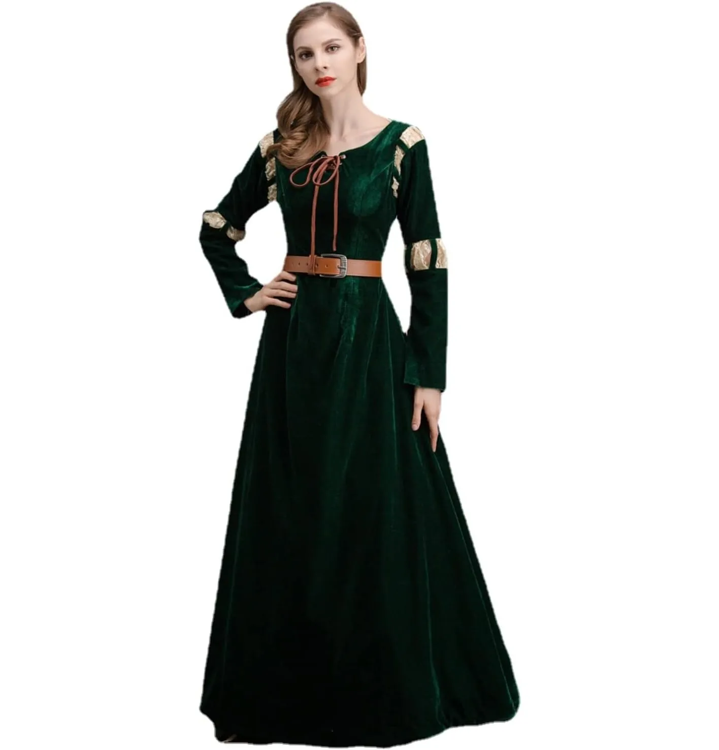 

Women Merida Costume Brave Princess Dress Green Adult Renaissance Medieval Dress Cosplay for Halloween Outfits Dress Up Set