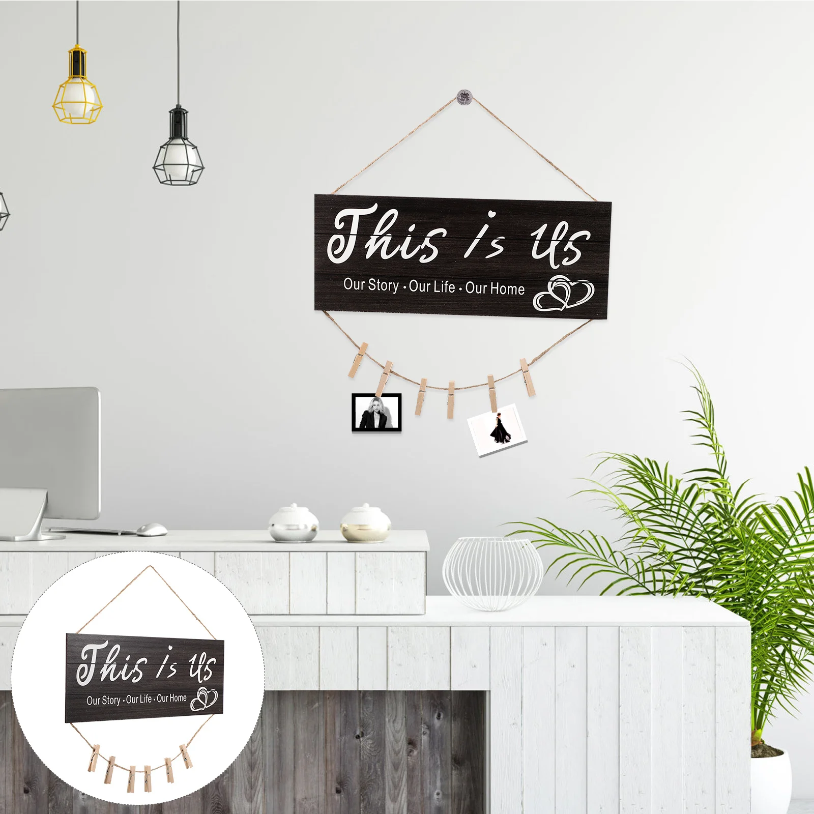 

1 Set Wooden Wall Sign Thickened Natural Wood Hanging Plaque Home Decor Wall Art For Bedroom Farmhouse Photo Display Holder Room