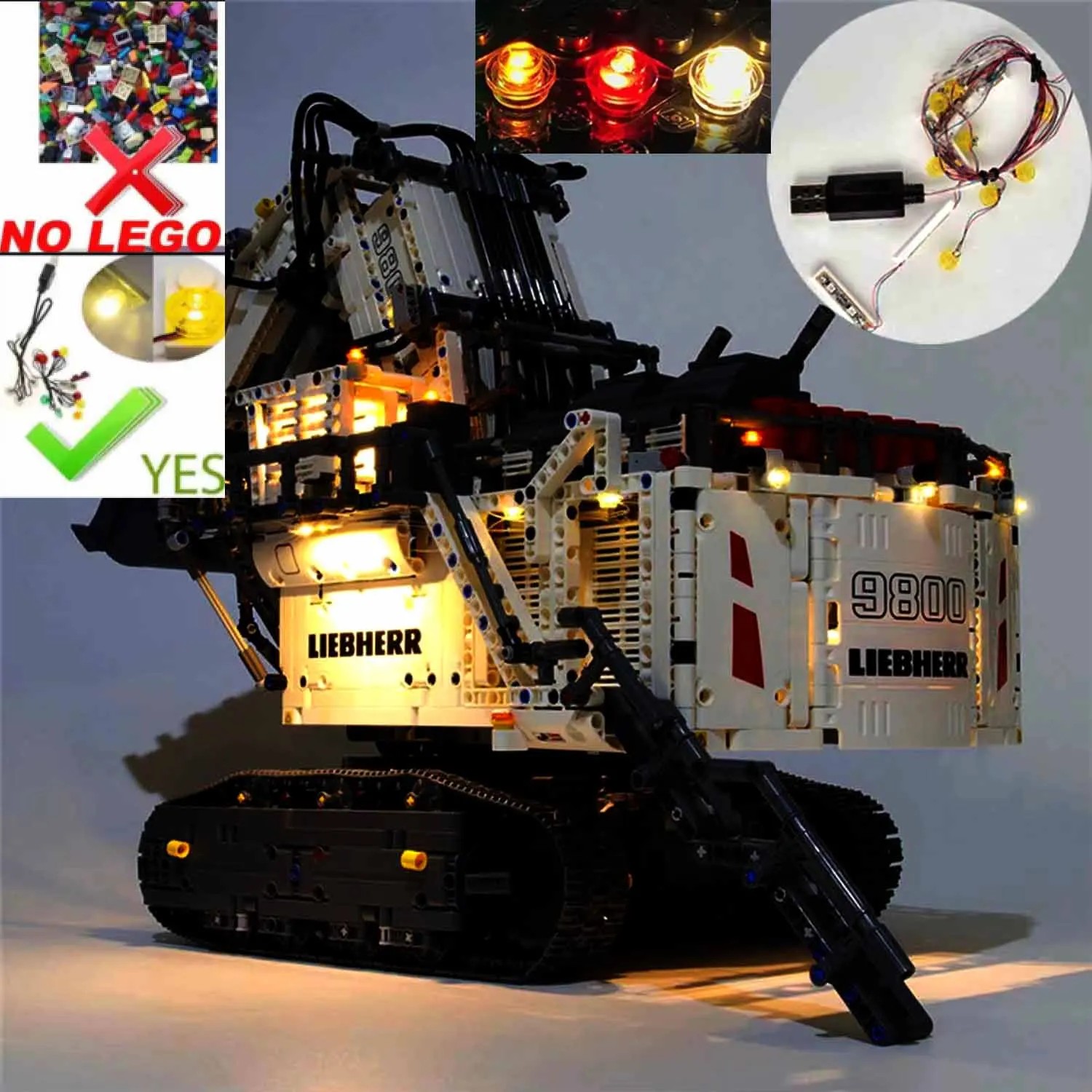 LED Light Kit For LEGO 42100 Technic Excavator Liebherr R 9800 Bricks (NOT INCLUDE LEGO MODEL)