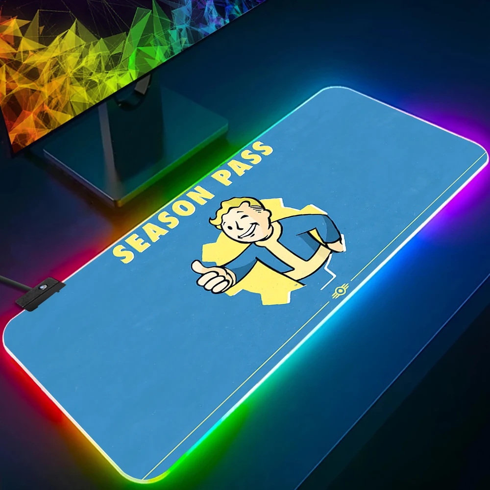 F-Fallouts RGB Pc Gamer Keyboard Mouse Pad Mousepad LED Glowing Mouse Mats Rubber Gaming Computer Mausepad