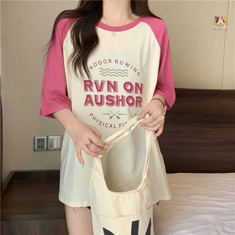 Large Size Women's Summer Cotton T-irt Relaxed oulder Cutouts Print ort Sve Casual Comfortable Fit Tee