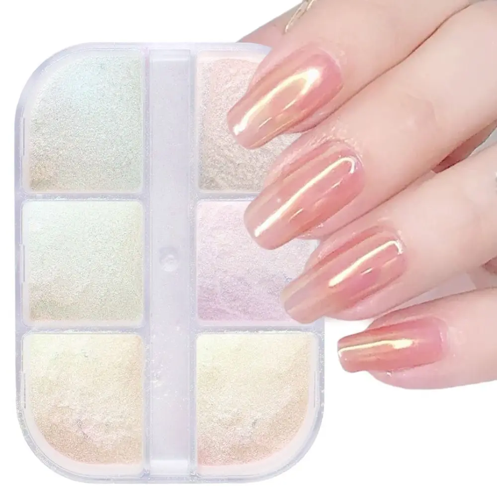 반짝이는 오로라 네일 파우더 미러 마감 반짝이는 네일 펄 파우더 네일 장식 오래 지속됨