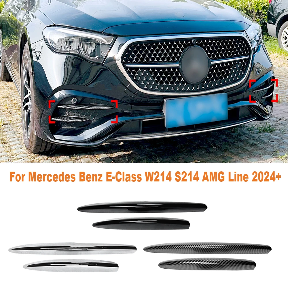 

For Mercedes Benz E-Class W214 S214 AMG Line 2024+ Front Bumper Lip Splitter Spoiler Fog Light Trim Tuning Accessories