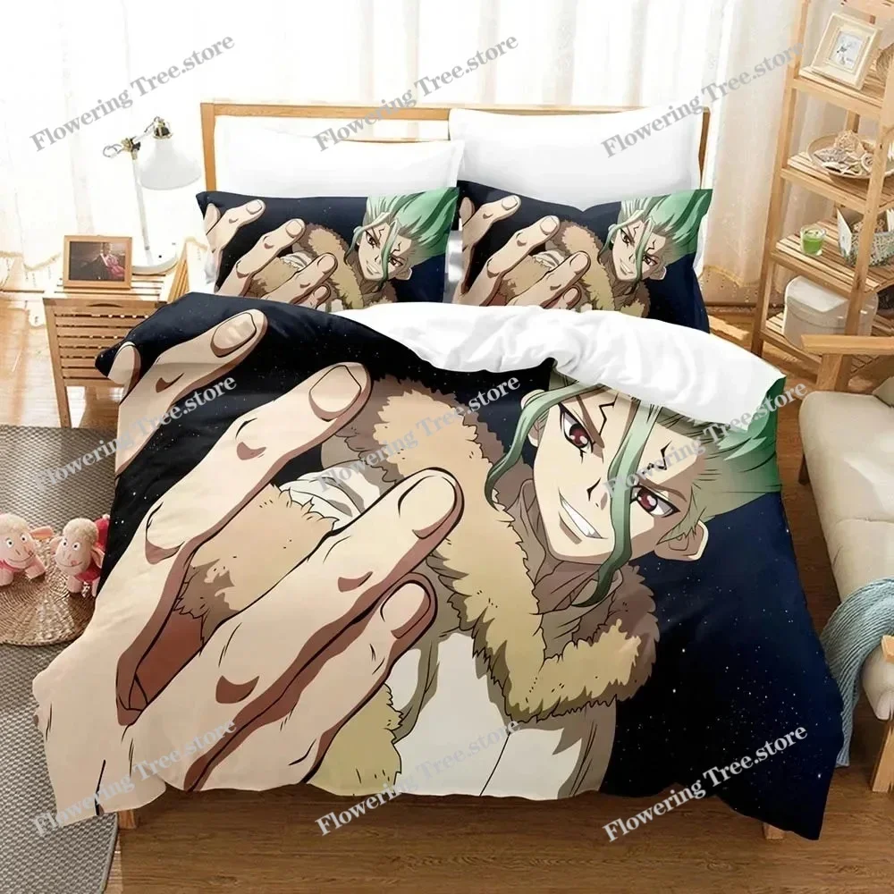 3D Dr.Stone Bedding Sets Duvet Cover Set With Pillowcase Twin Full Queen King Bedclothes Bed Linen