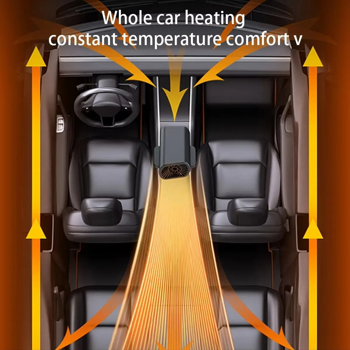 ABGN Portable Electric Car Heater with Suction Cup Air Cooler Fan 12V Demister Defroster Heating Fan 200W Dryer Windshield