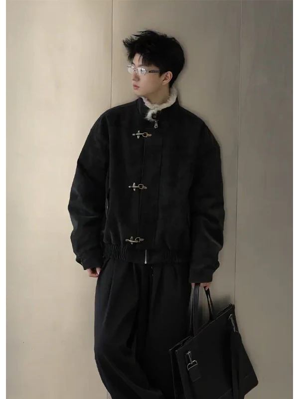 

Мужская теплая хлопковая куртка с меховым воротником и вставками из искусственной кожи PU, утепленная флисом, ветрозащитная, для защиты от холода