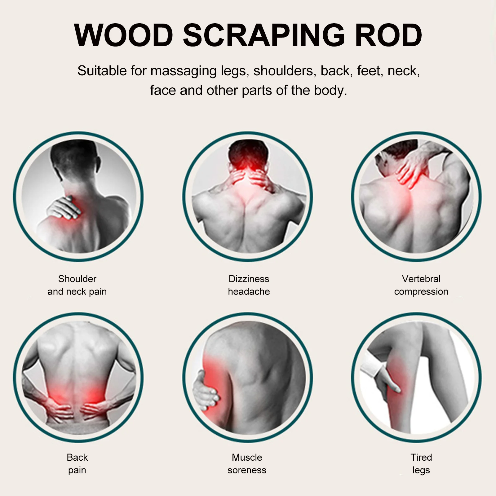 

Wood Massage Rod Smooth Surface Body Scraping Stick For Relieve Fatigue Promote Blood Circulation Massaging Tool