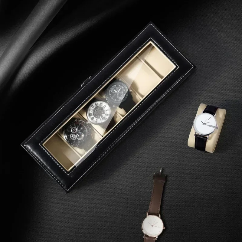 3/6/12 Slots PU Leather Watch Display Case, Portable Watch Storage Holder for Collection Travel Gift