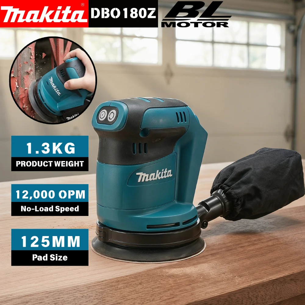 Makita DBO180Z 18V Brushless Cordless Rechargeable Disc Random Orbital Sander Woodworking Sanding Putty Polishing Bare Tool