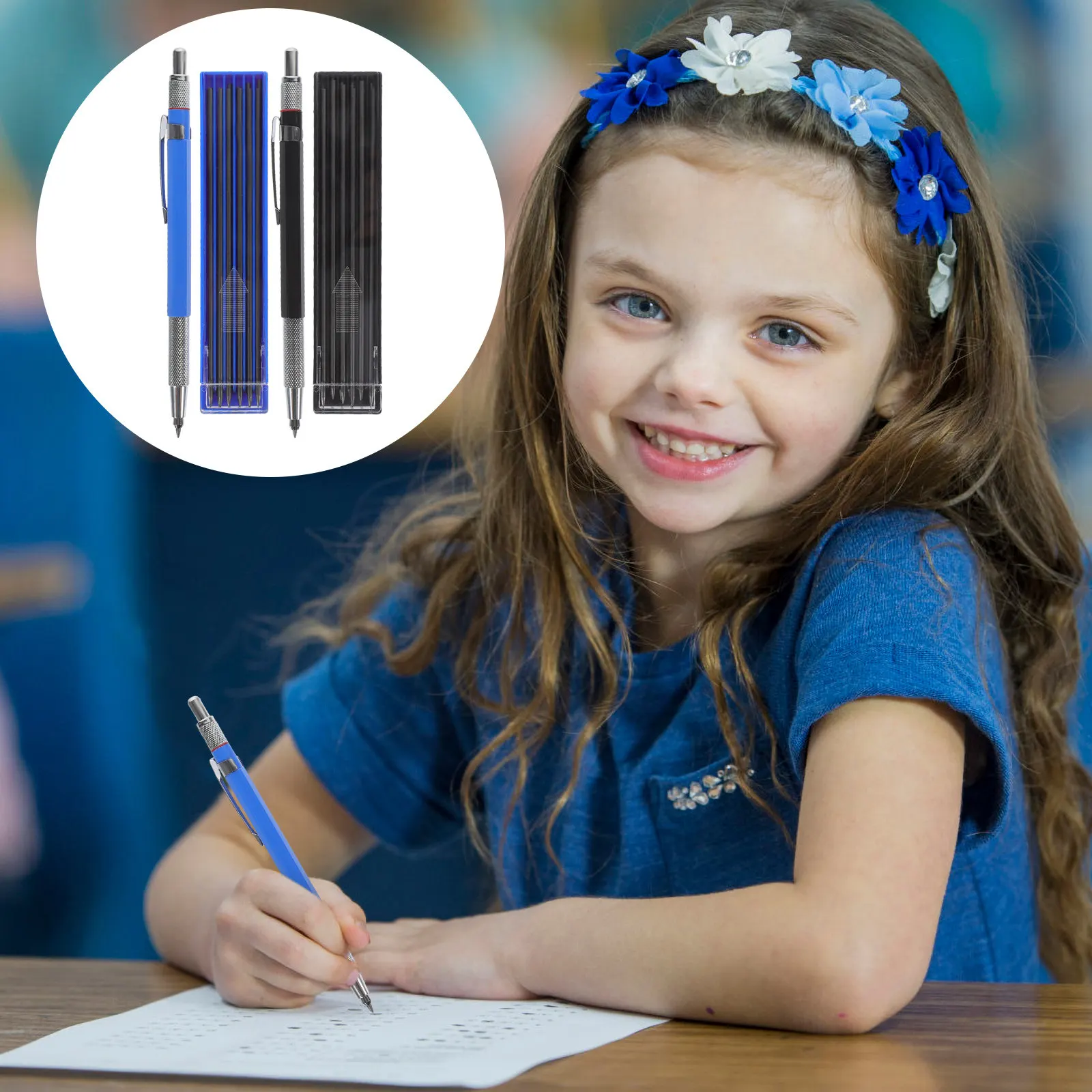 

1Set 2.0mm Mechanical Pencil Drafting Set Convenient Press Mechanism Portable Compact for Pencil Pouch Student Writing School