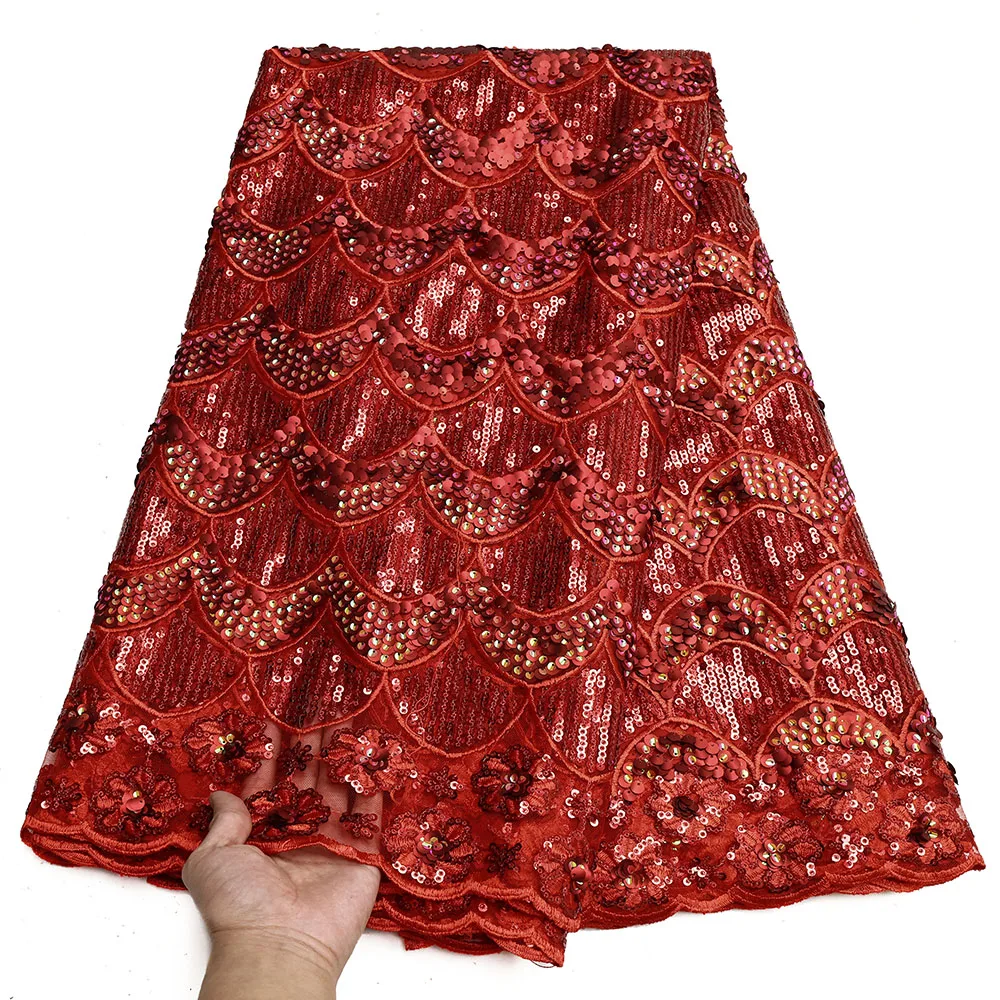 여성 우아한 스팽글 레이스 웨딩 패브릭 아프리카 레이스 5 야드 Tulle 나이지리아 파티 이브닝 ​​드레스 스팽글 레이스 소재