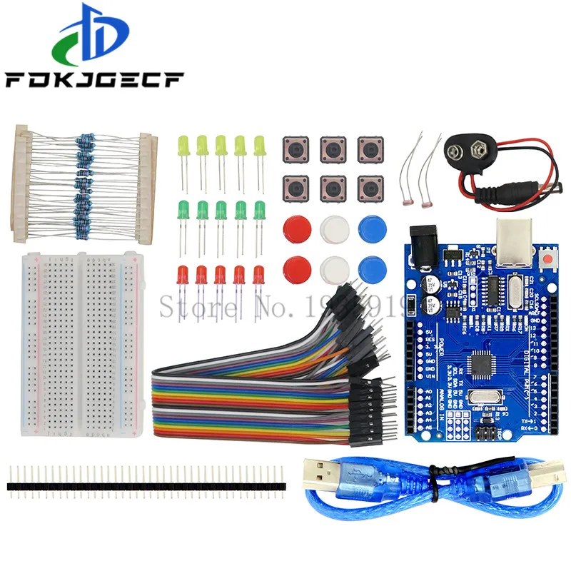 Zestaw startowy 13 w 1 zestaw nowy rozrusznik zestaw mini Breadboard LED kabel mostkujący przycisk dla arduino kompatybilny z dla UNO R3