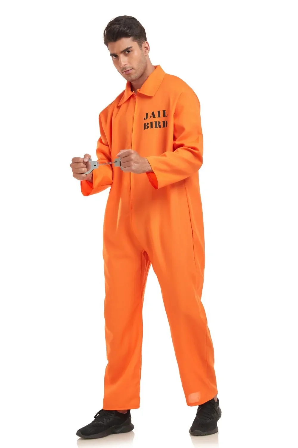 Halloween adulto prisioneiro cosplay trajes macacão laranja masculino