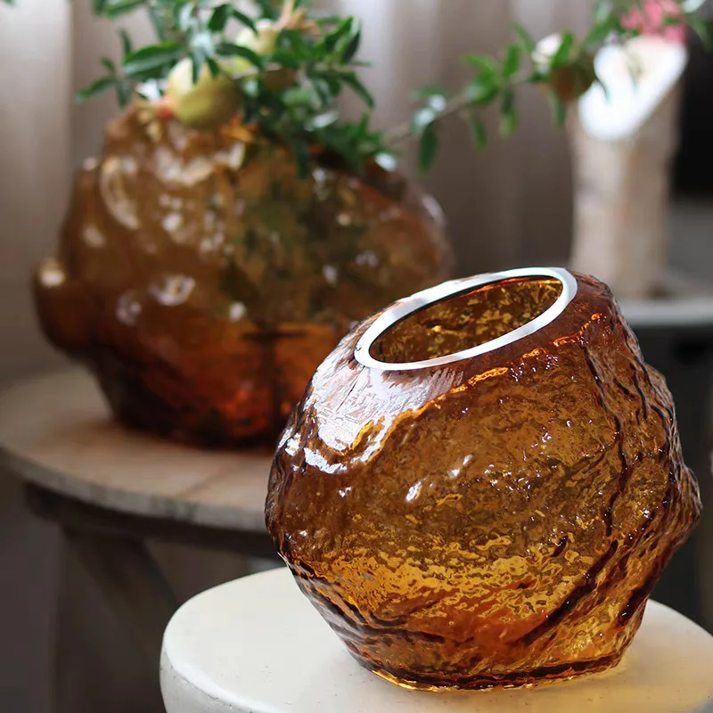 

YFY Nordic irregular glass vase, dining table flower arrangement, transparent flower device, home decoration ornament
