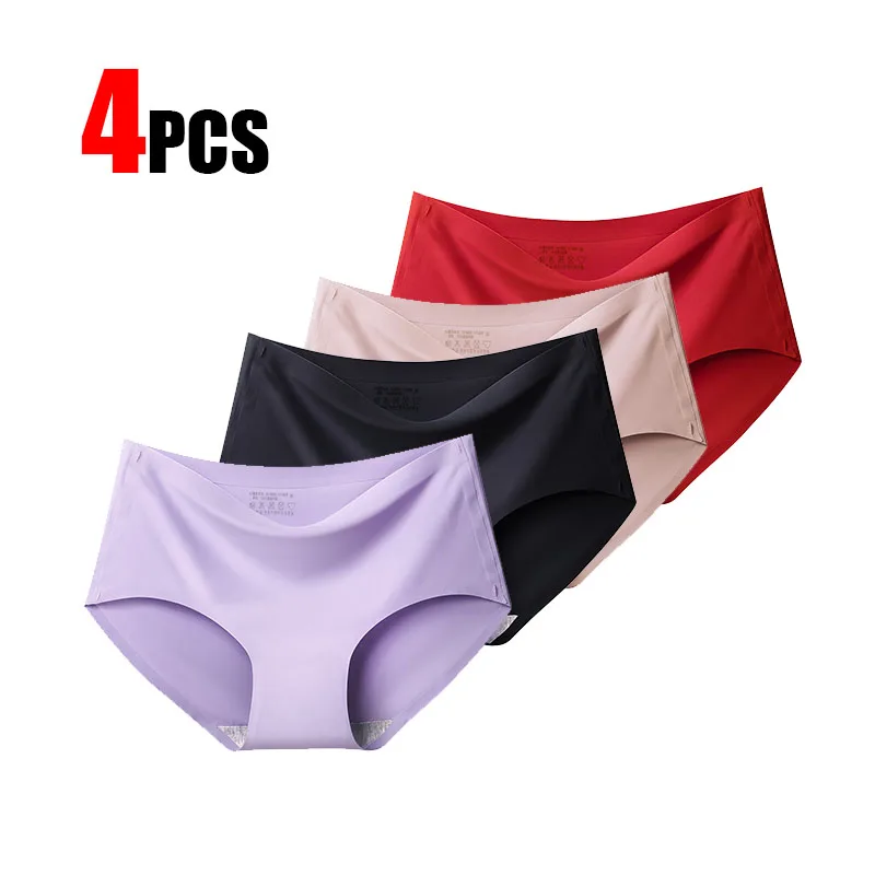 4Pcs Everyday Hot Sale Seamless Briefs Underwear Women Panties Traceless Raw-cut Sexy lingerie Hipster Briefs intimate