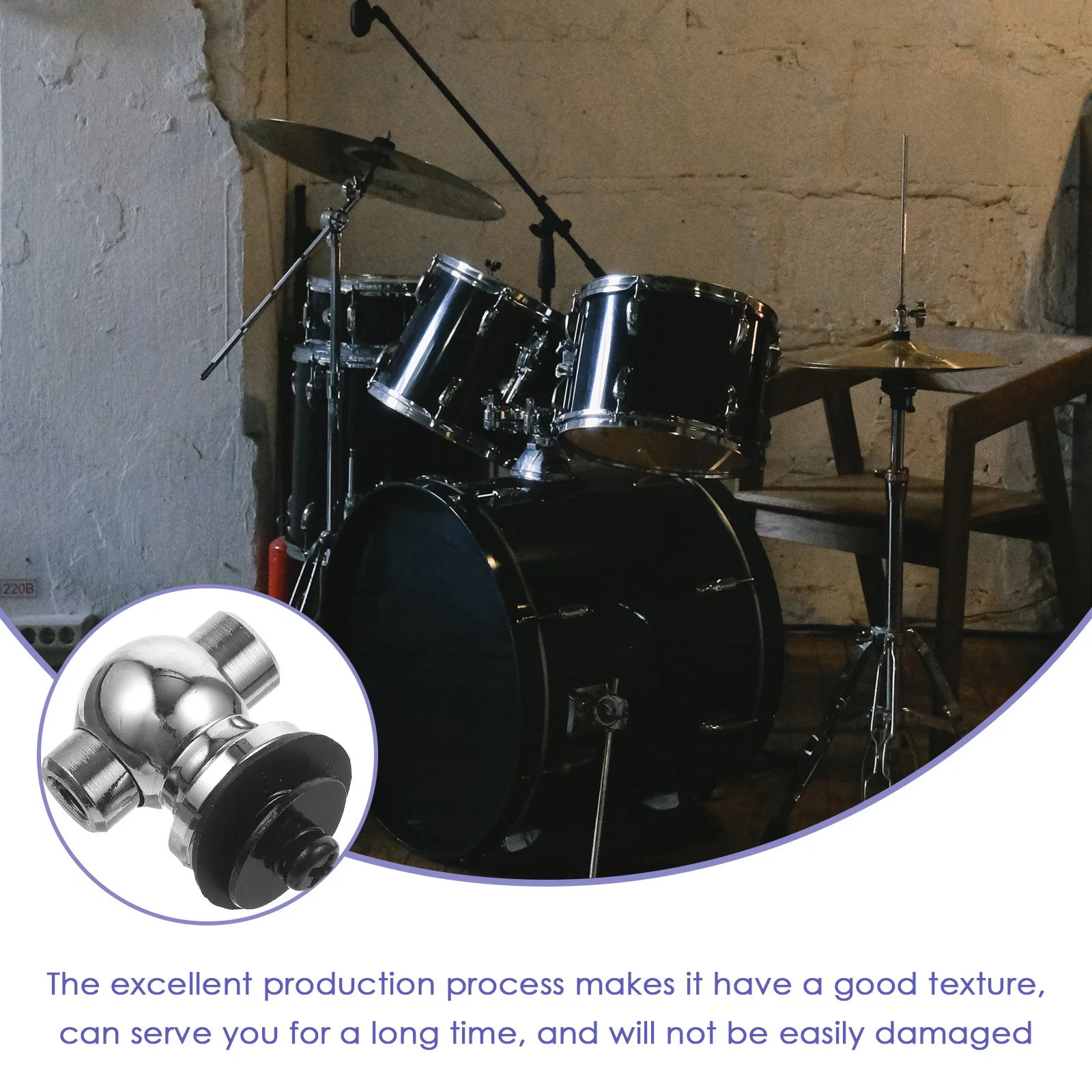 

Tom Drum Kit Mount Bracket 2-Side Zinc Alloy Heavy Duty Percussion Base for Drum Set Stability Portable Tom Leg Holder Floor