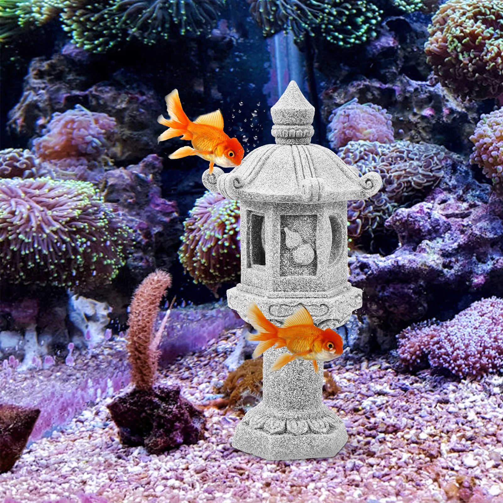 

Micro L Stone Lantern naments Rock Pagoda Decor Mini Garden Desktop Indoor Outdoor 6 Sides Solar Light L scaping