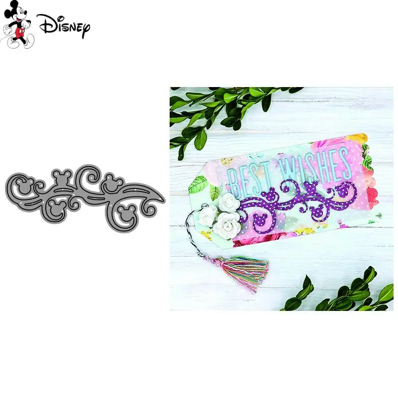 Disney Mickey Mouse Flourishe Cutting Dies Swirl Wave Diecut for DIY Scrapbooking Embossing Paper Cards Crafts Making New 2022