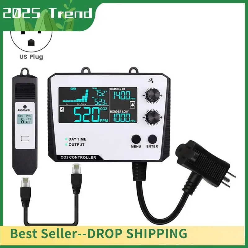 Mejores OFERTAS controlador de dióxido de carbono sonda dividida de un solo canal Monitor de CO2 válvula reductora de presión de CO2 para invernadero enchufe de la UE D