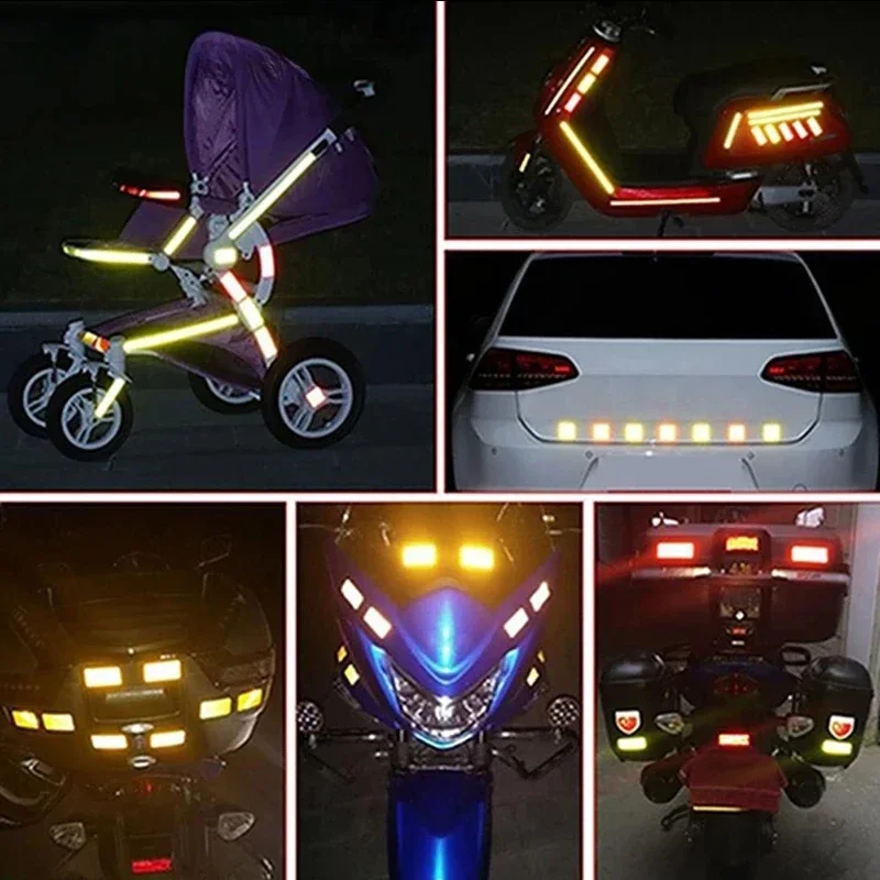 10Pcs Car Bumper Safety Reflective Strip Warning Stickers Waterproof Reflective Warning for Vehicle Motorcycle Car Accessories