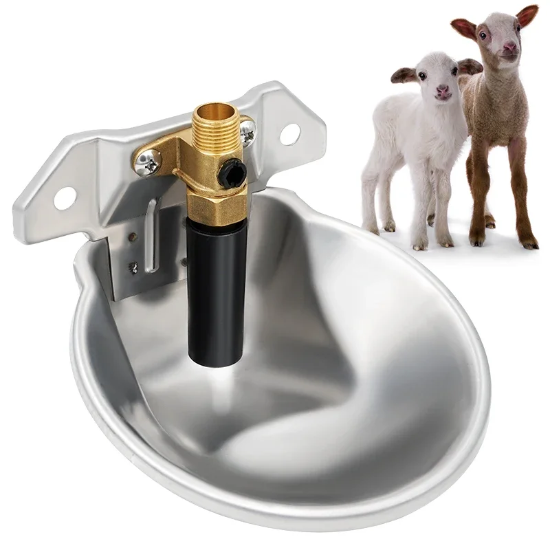 

Automatic Sheep Water Bowl Stainless Steel Drinking Goat Lamb Drinker Water Bowl With Copper Valve Farm Animal Feeding Equipment
