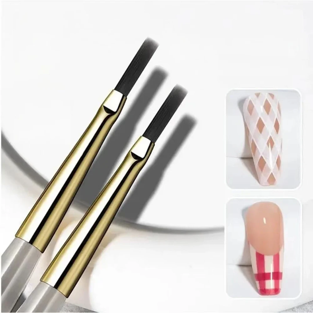 Kit de 2 uds de pinceles para decoración de uñas, delineador de rayas finas y herramienta de pintura para uñas acrílicas, detalle de manicura y efectos de gradiente